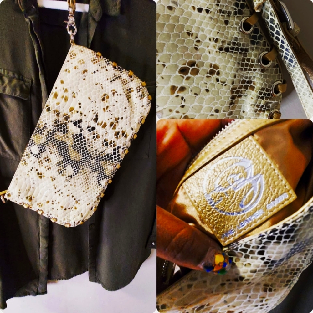 Snakeskin Leather Clutch